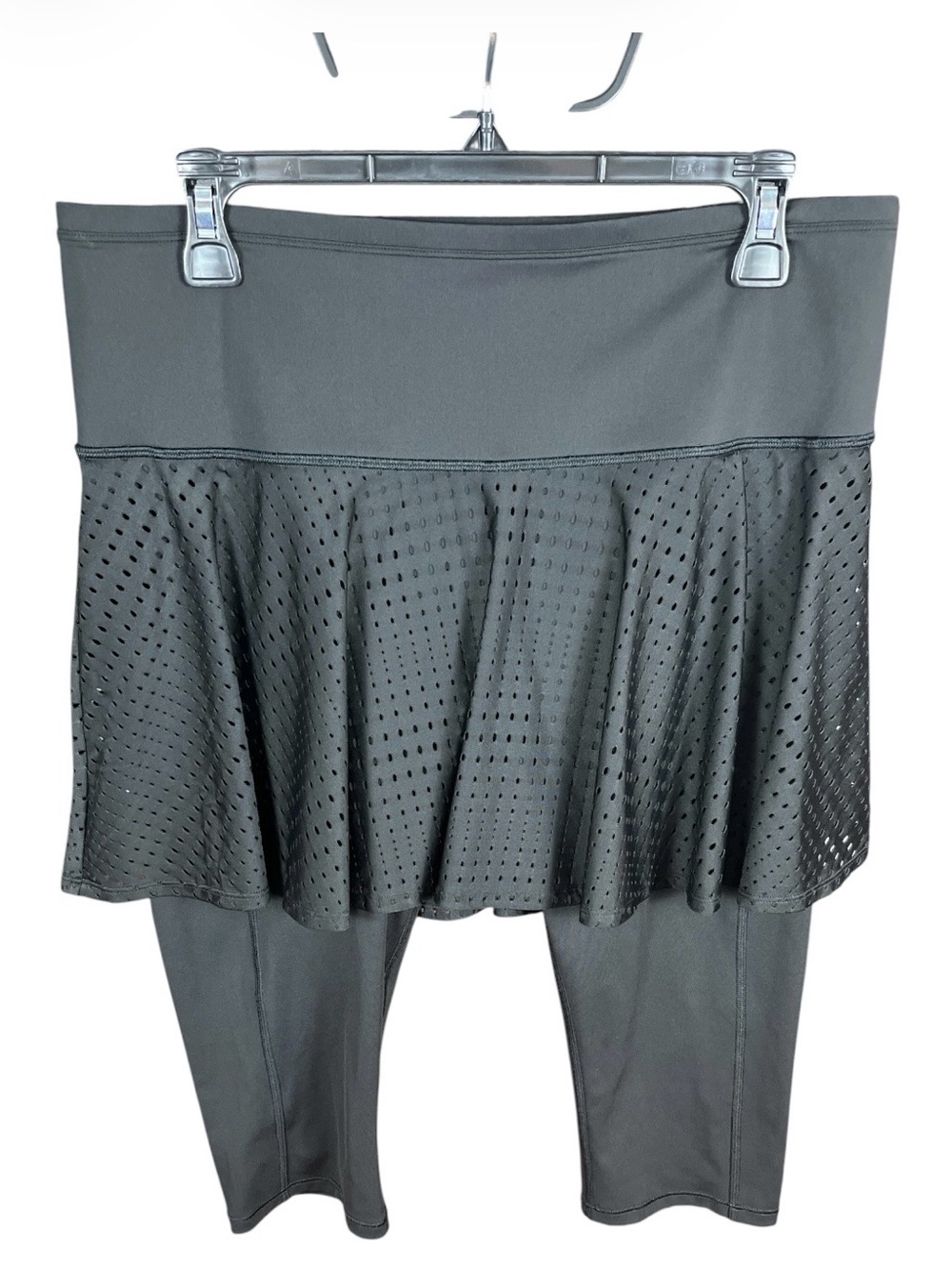 Athleta Women's Charcoal Gray Skirted Capri Leggings Skort Combo Size L
